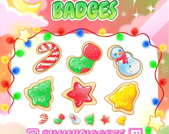 Christmas Cookies Badges - Twitch Subscriber Bit & Channel Points Badges Premade Candy Cane Seasonal Holiday Bakery Icing Frosting Cookie