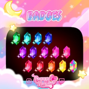 Kawaii Zelda Jewel Badges - Cute Premade P2U Pack for Twitch & Discord Emotes / Badges Rupee Crystal Gem Gemstones Magic