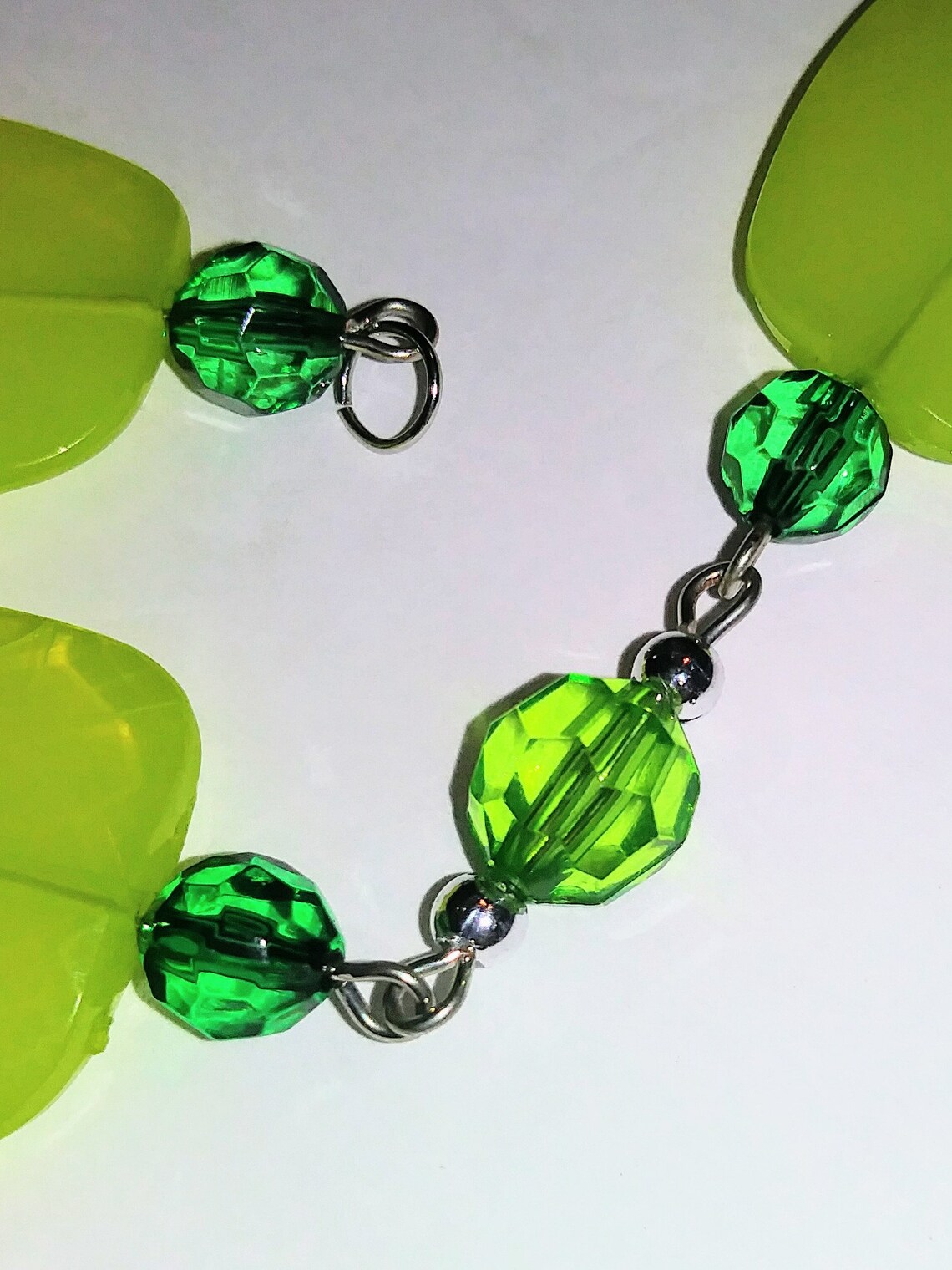 Homemade Lime Green 9 Long Silver Wire Costume Jewelry Etsy
