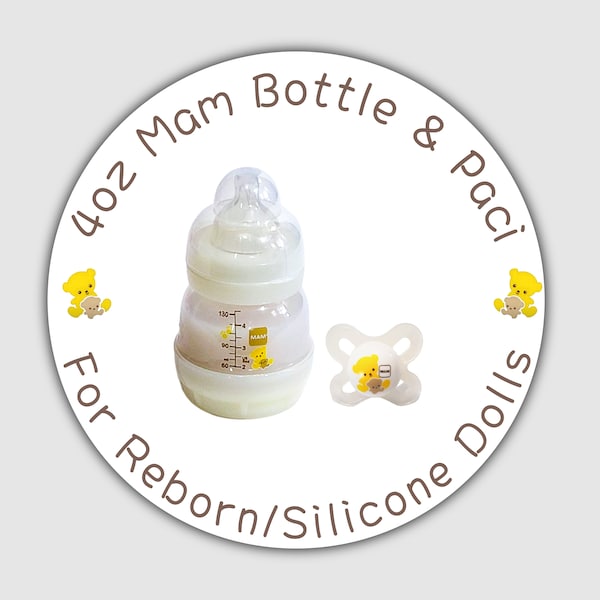 Mam Bottle & Paci Set For Reborn Or Silicone Baby Dolls- 13 Beverage Choices!