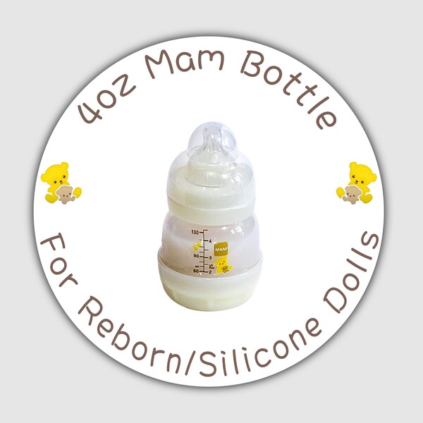 Sealed 4oz Mam Bottle For Reborn Or Silicone Baby Dolls- 13 Beverage Choices!