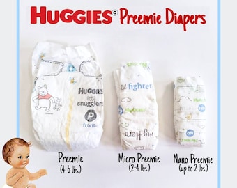 Couches HUGGIES Preemie, Micro & Nano Preemie Reborn/Silicone (LIMITE DE 5)