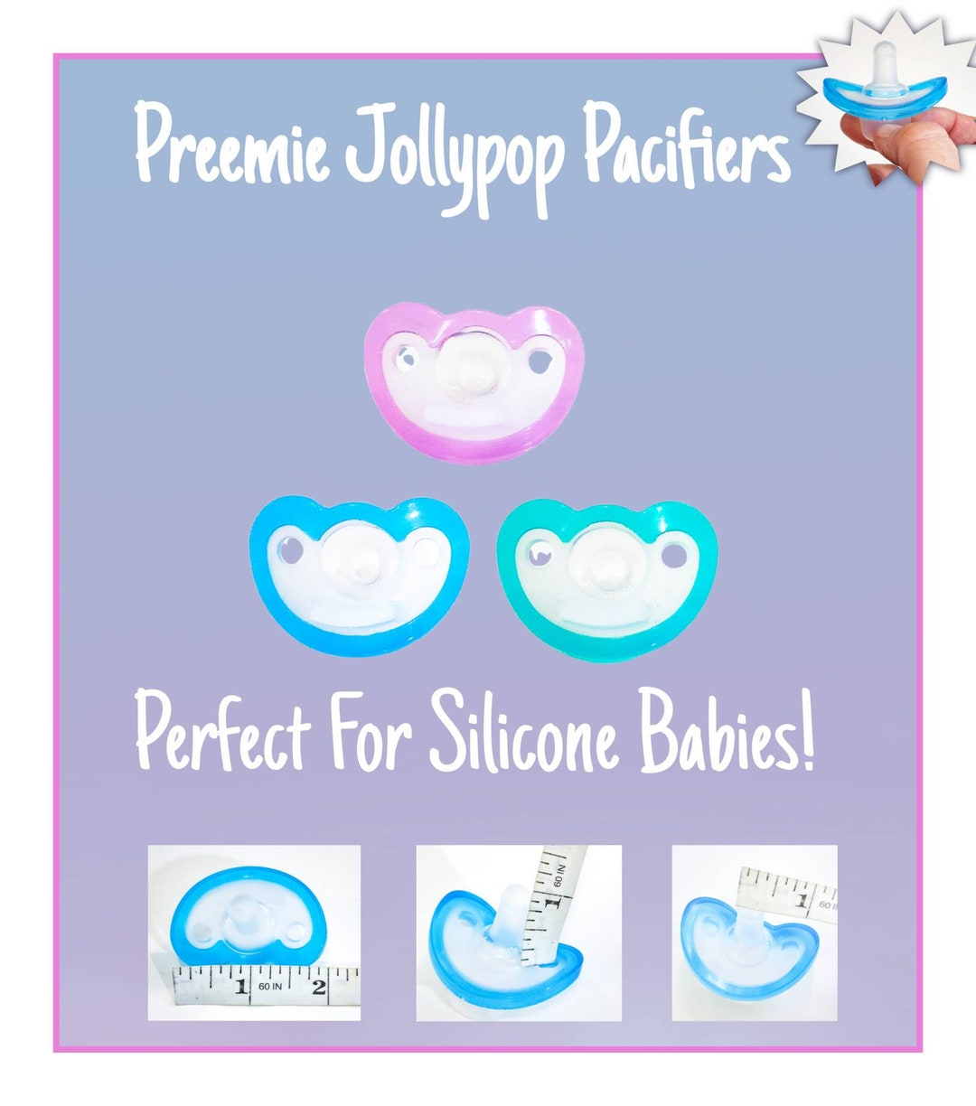 Preemie Jollypop Pacifiers for Silicone Babies Save on Two Etsy UK