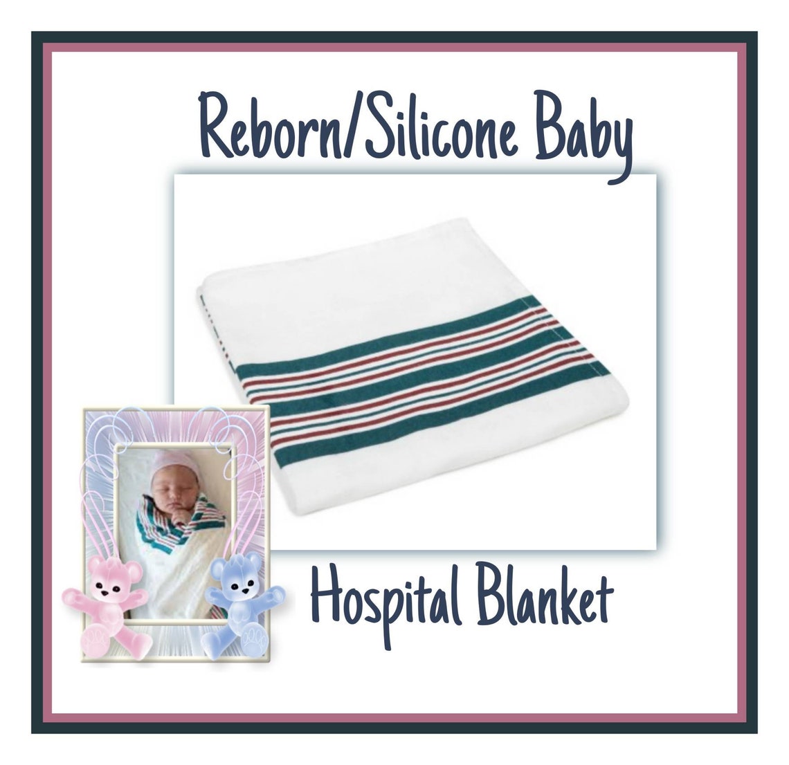 Pink & Blue Hospital Baby Receiving Blanket Etsy