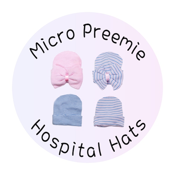 Micro Preemie (10-14") Hospital Hats For Reborn Or Silicone Baby Dolls!