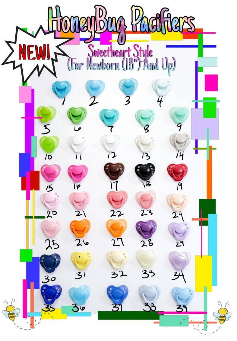 Details about   4 Pack Translucent Honeybug Magnetic Pacifiers Reborn Art Doll Newborn Handle