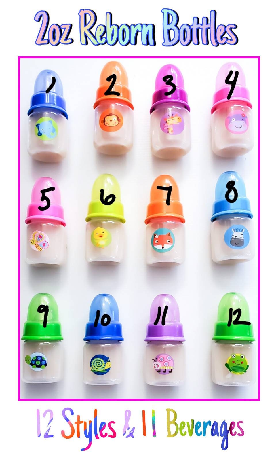 One Sealed 2oz Reborn Baby Bottle With No Hole Nipple -  12 Style & 1…
