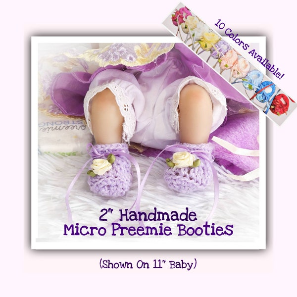 2" Crochet Micro Preemie Booties