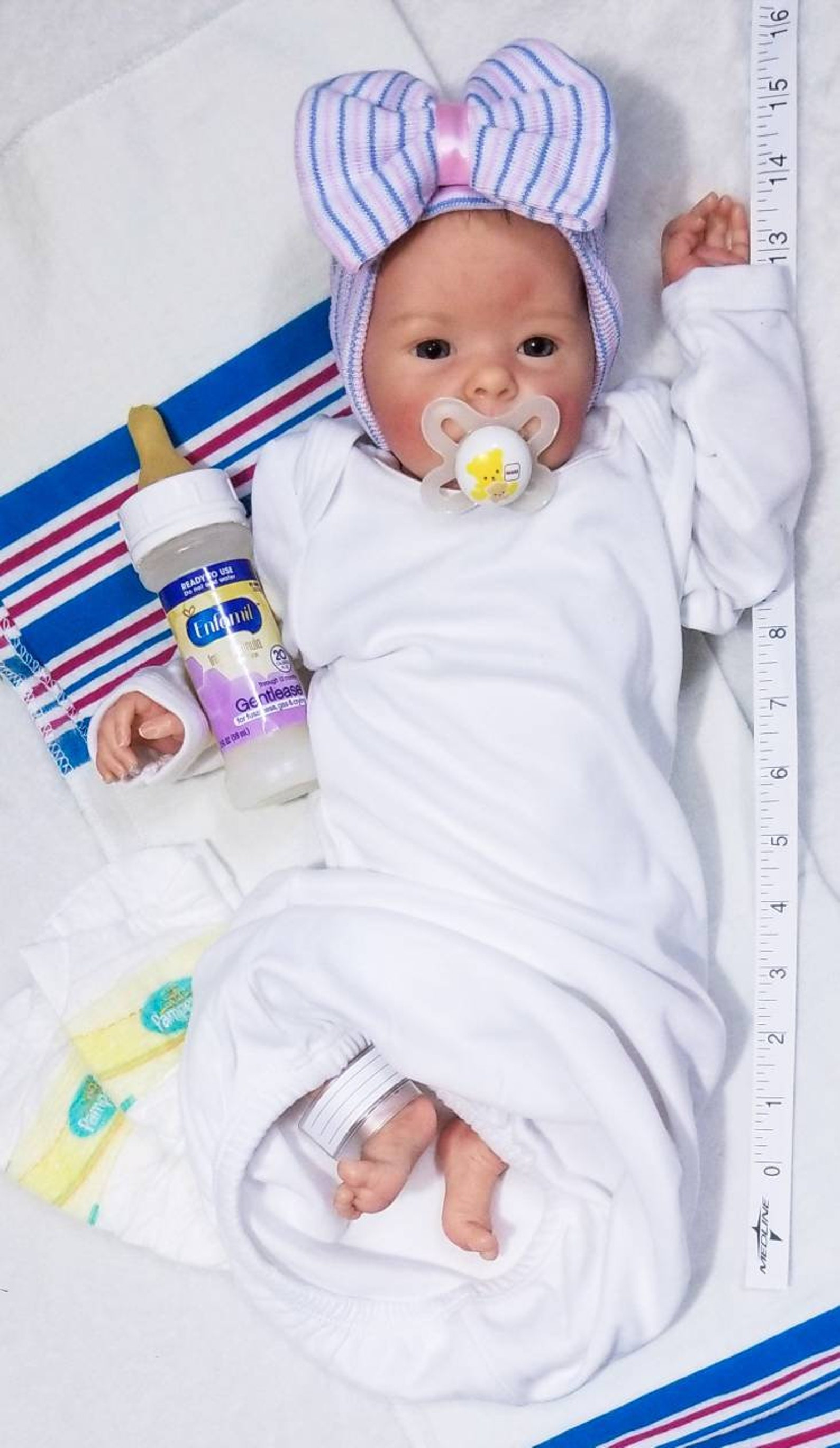 11pc Reborn Baby Girl Hospital GOWN Set Sealed Reborn Bottle Etsy