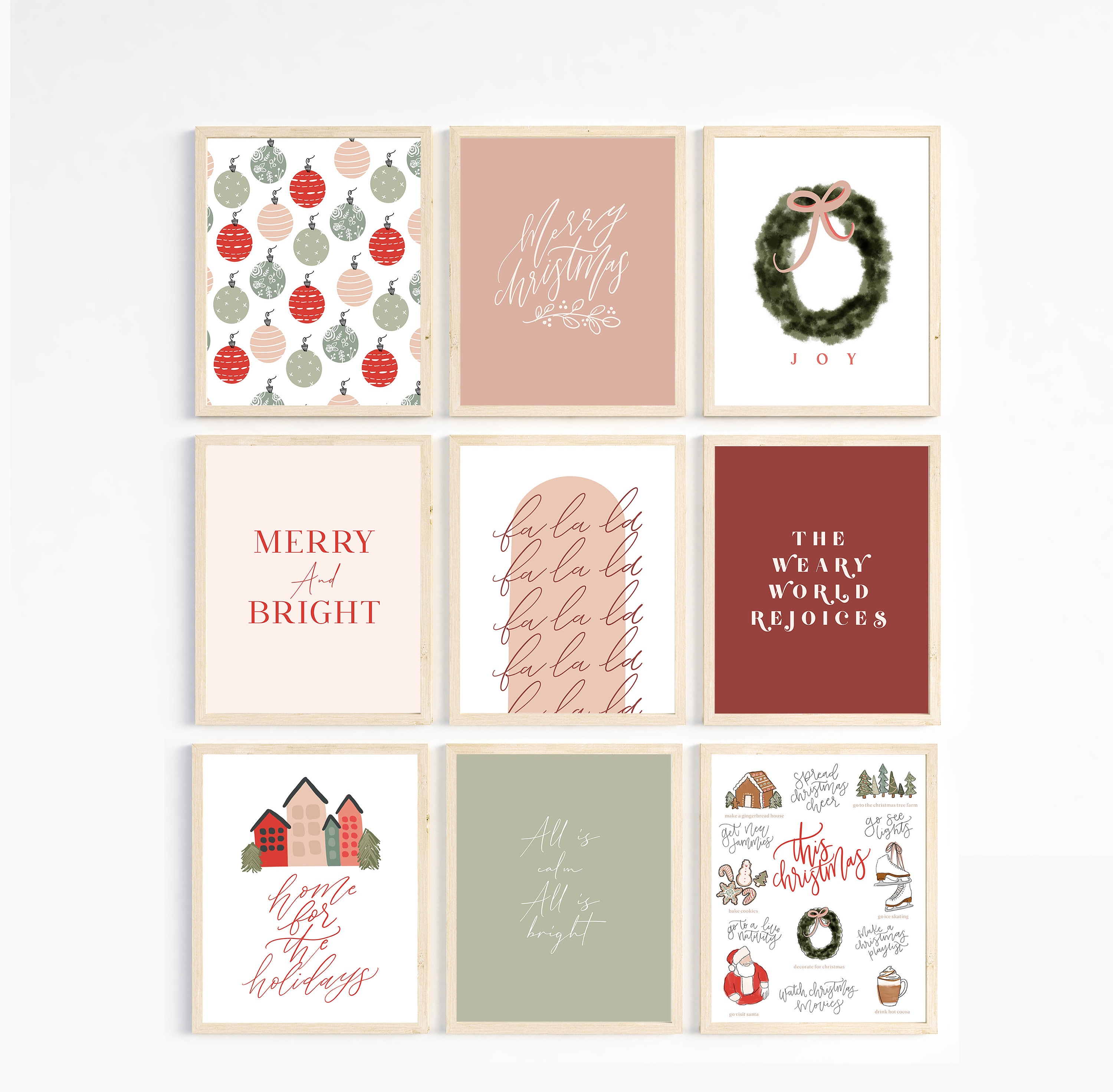 Christmas Prints Holiday Prints Set of 9 Printable Etsy