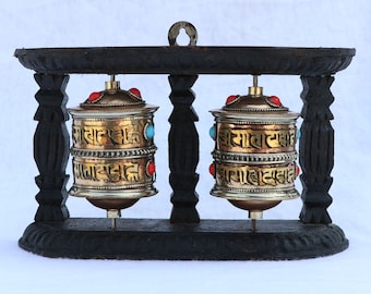 Tibetan Wall Mounted & Table Nepalese Prayer Wheel or Ritual Decoration of  Meditation Room | Office Hanging reflecting the Tibetan Mantras