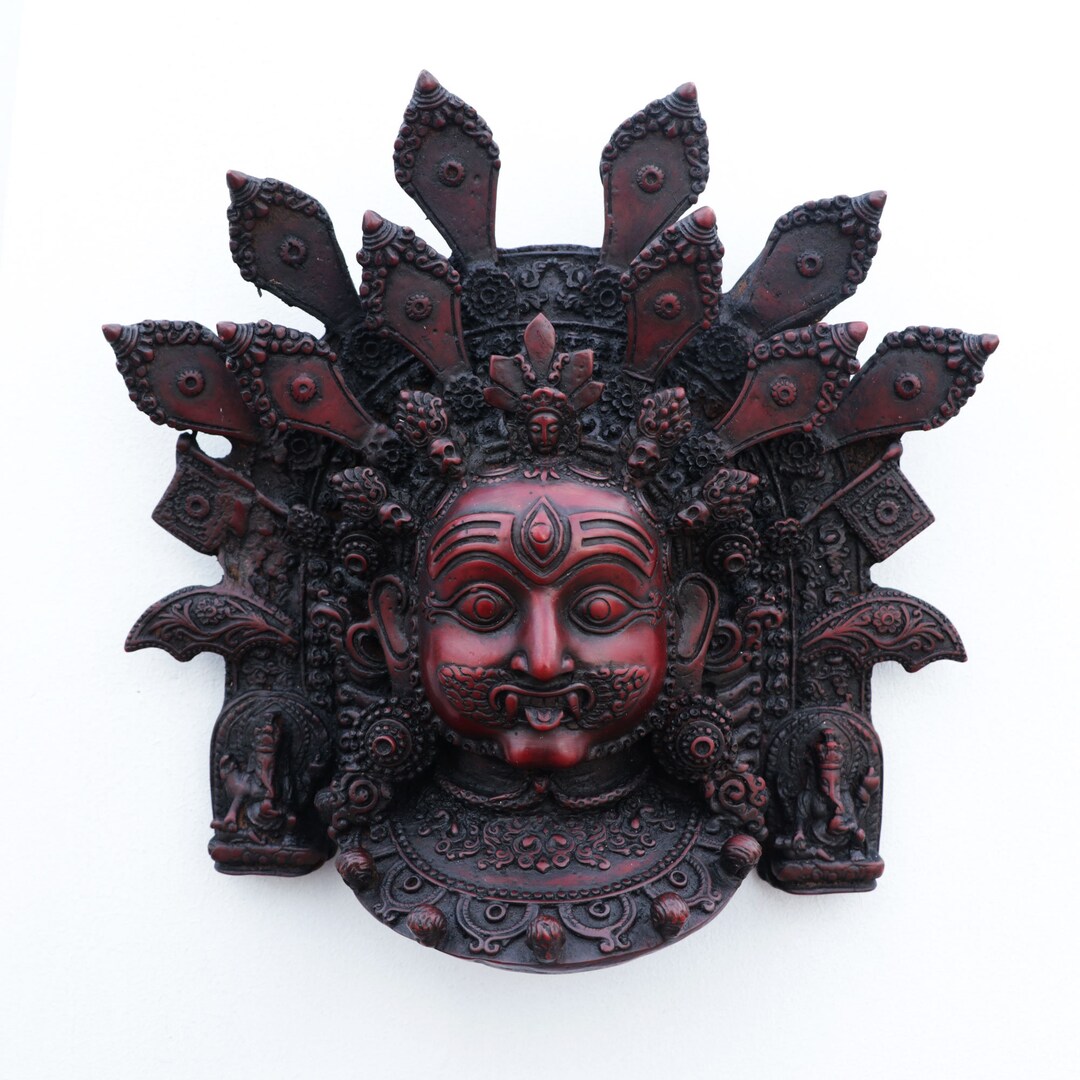 Mahakala Bhairav Face Mask Wall Hanging Statue, Bhairava Statue, Home