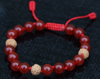 Hand Knotted Carnelian Stone Wrist Mala, Bracelet, Rudraksha Nirvana