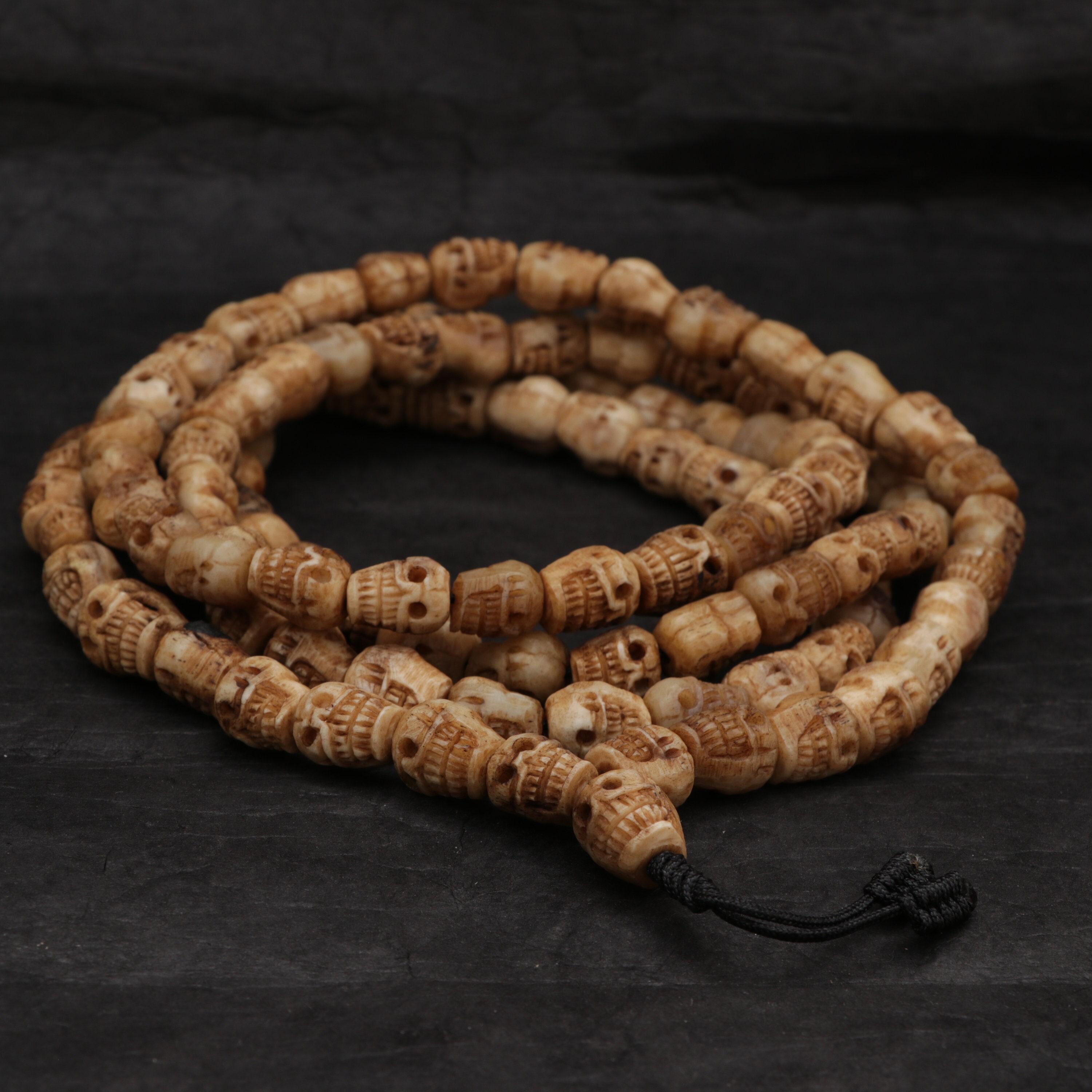 African Camel Bone Beads Necklace with Buddha Gold Leaf Clay Beads