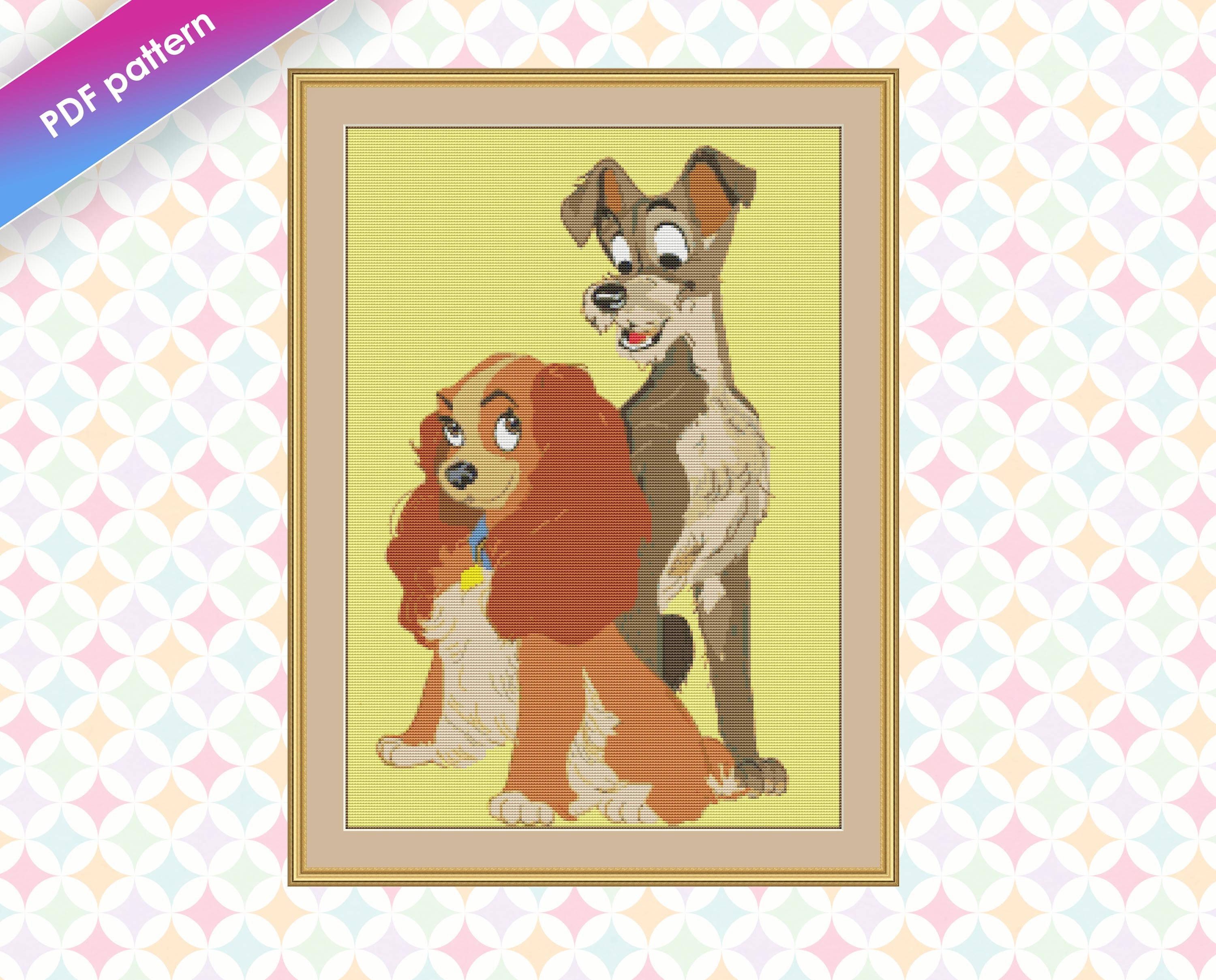 Movie cross stitch pattern Lady and the Tramp cross stitch Etsy