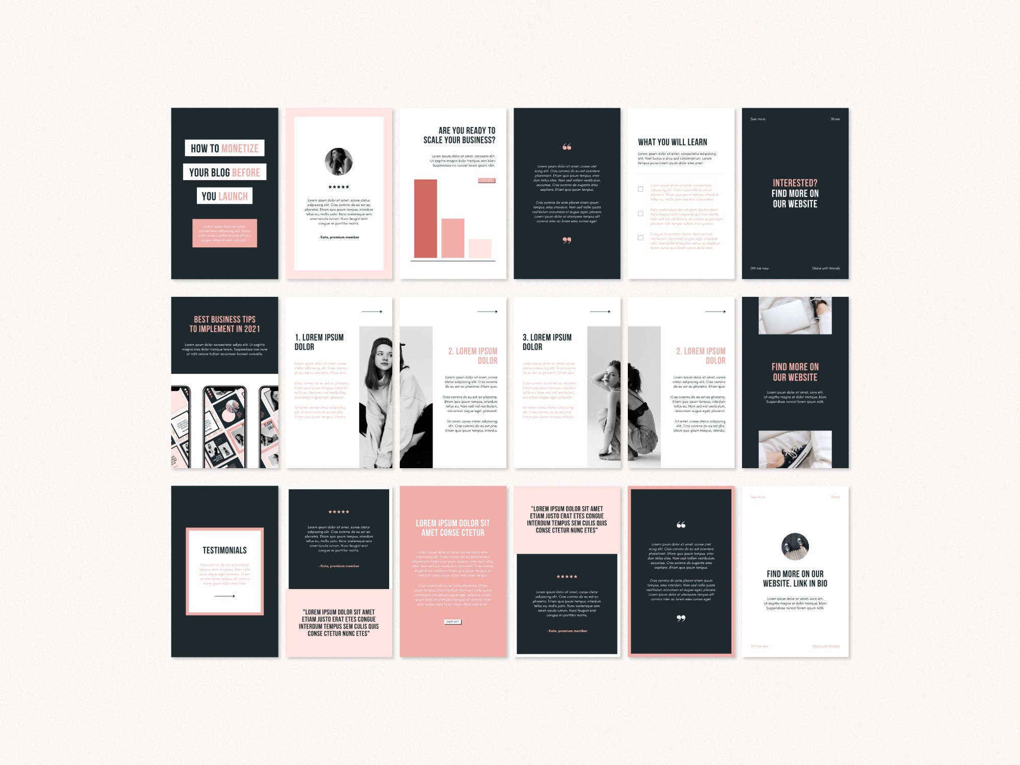 96 Instagram Post & Story Carousel Templates for Canva | Etsy