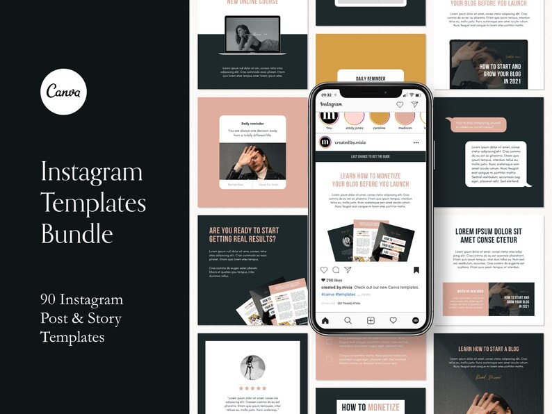 90 Instagram Templates for Canva Instagram Stories Templates - Etsy