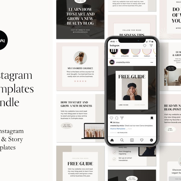 90 Instagram Templates for Canva | Instagram Stories Templates For Canva, Instagram Post Templates For Canva, Beauty Templates, Quotes