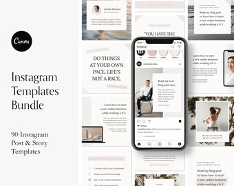 90 Instagram Templates for Canva | Instagram Stories Templates For Canva, Instagram Post Templates For Canva, Beauty Templates, Quotes