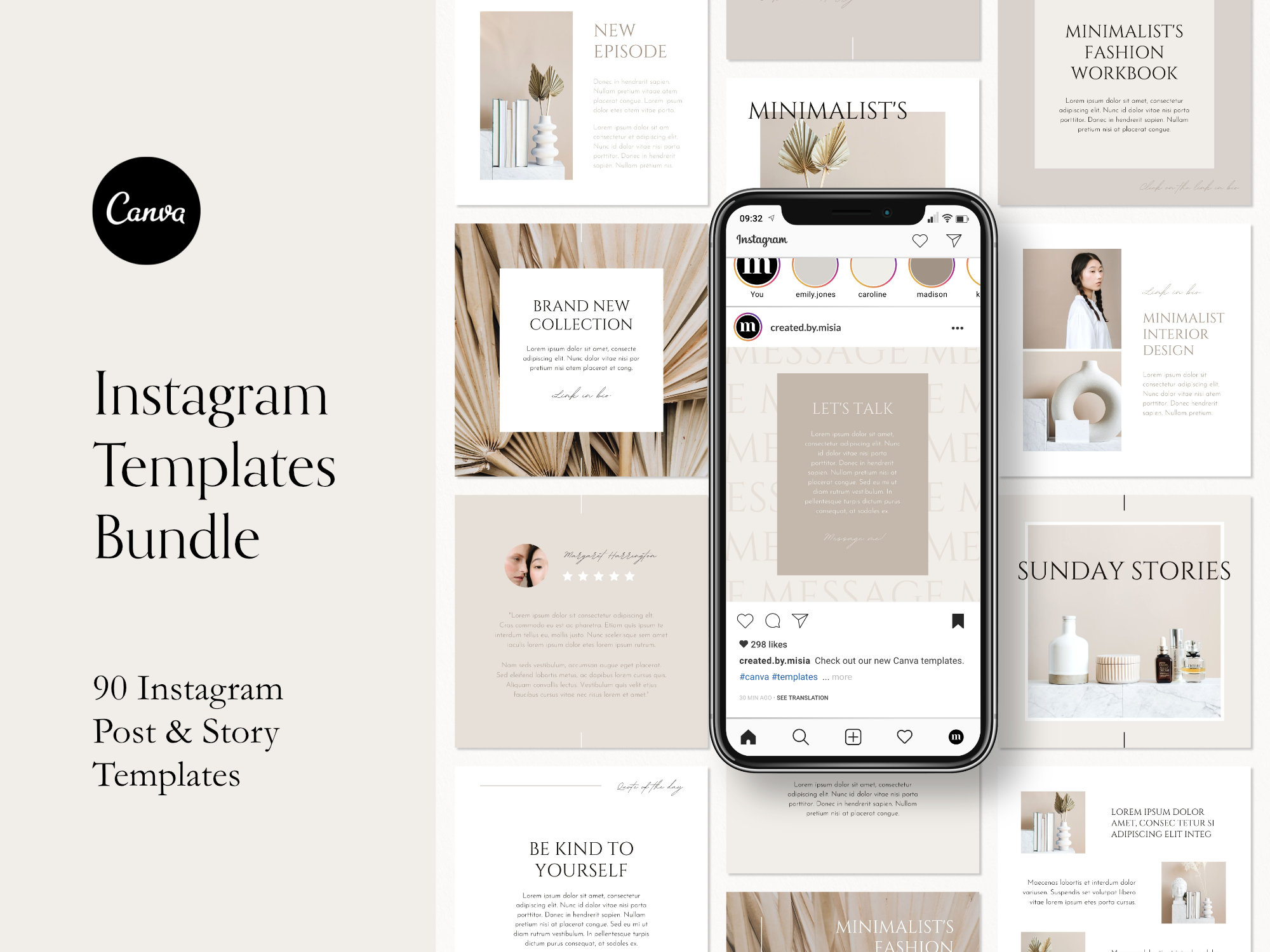 Paper Party Supplies 20 Modern I Aesthetic Instagram Post Templates 
