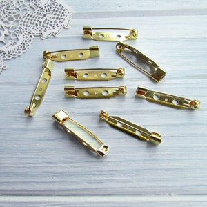 20 Pcs Brass 25 mm gold Metal Brooch Pin 0,98 inch Made in Japan Japanese Brooch Basis Metal Findings Brooch jewellery pin badge