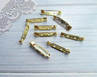 20 Pcs Brass 25 mm or Broche en métal Broche Pin 0,98 pouce Fabriqué au Japon Brooch Base Japonaise Métal Findings Brooch bijoux broche badge broche