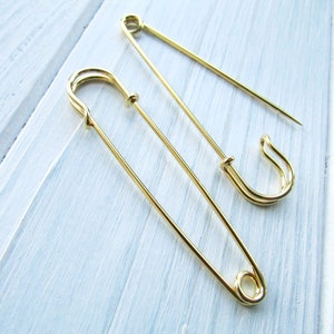 10 Pcs Safety pin brooches 70 mm gold Brooch Pin Backs Brooch Holders 2.75 inch image 4