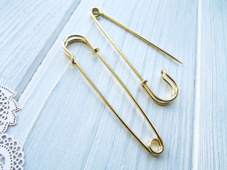 10 Pcs Safety pin brooches 70 mm gold Brooch Pin Backs Brooch Holders 2.75 inch image 4