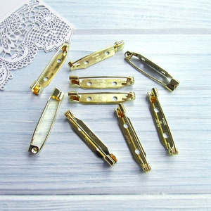 20 Pcs Brass 30 mm gold Metal Brooch Pin 1,18 inch Made in Japan Japanese Brooch Basis Metal Findings Brooch jewellery pin badge