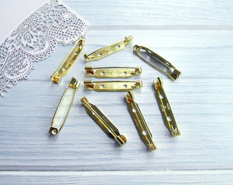 20 Pcs Brass 30 mm or Broche broche en métal Pin 1,18 pouce Fabriqué au Japon Brooch Basis Metal Findings Brooch bijoux pin badge