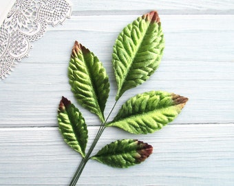 10 Stück Samt-Rosenblätter: Grün-Braun-Abstufung, Blumenschmuck