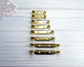 120 Pcs Brass gold 20, 25, 30, 35 mm Metal Brooch Pin Made in Japan Japanese Brooch Basis Metal Findings Brooch jewellery pin badge