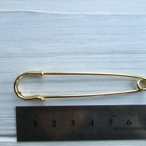 10 Stück Sicherheitsnadel Broschen 70 mm gold Brosche Pin Backs Brosche Halter 6mm Bild 10