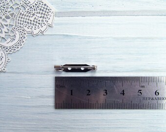 20 Pcs Brass 25 Mm Silver Metal Brooch Pin 0,98 Inch Made in