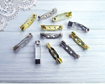 20 Stück Messing 20 mm Mix Metall Brosche Pin 0,78 Zoll Made in Japan Brosche Basis Metallteile für handgemachte japanische Brosche Schmucknadel