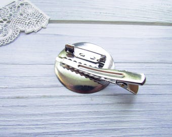 1 pcs Silver Metal 35mm Base Brooch Pin Back with Hair Clip