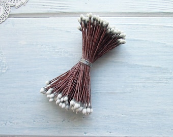 Japanische Blume Staubgefäße: Grau-Weiße Spitzen, Braune Stiele (144 Stiele)