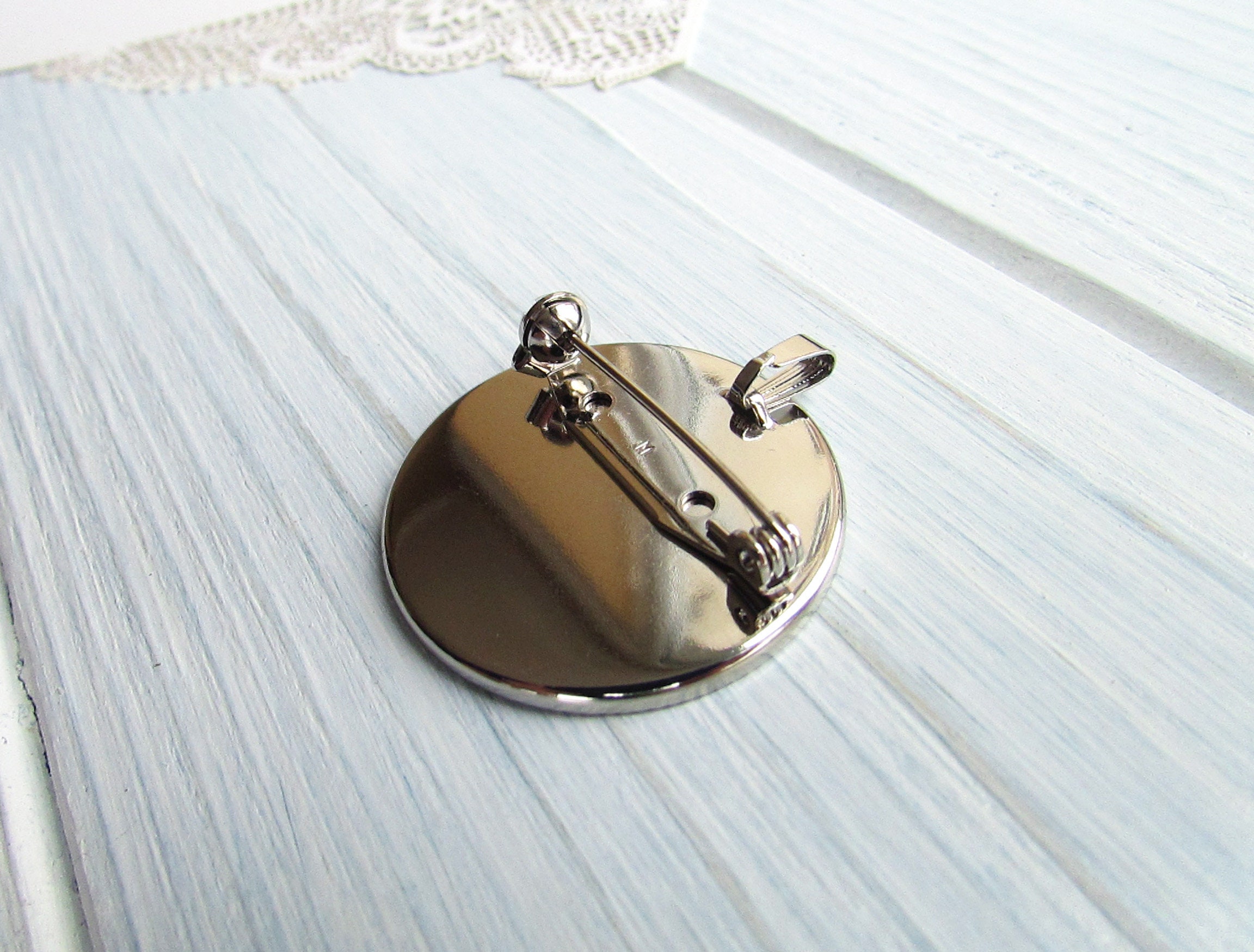 1 Pcs 30 Mm Silver Brooch Pin Backs Brooch Base Round Blank Etsy