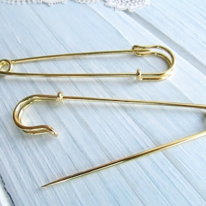 10 Pcs Safety pin brooches 70 mm gold Brooch Pin Backs Brooch Holders 2.75 inch image 3