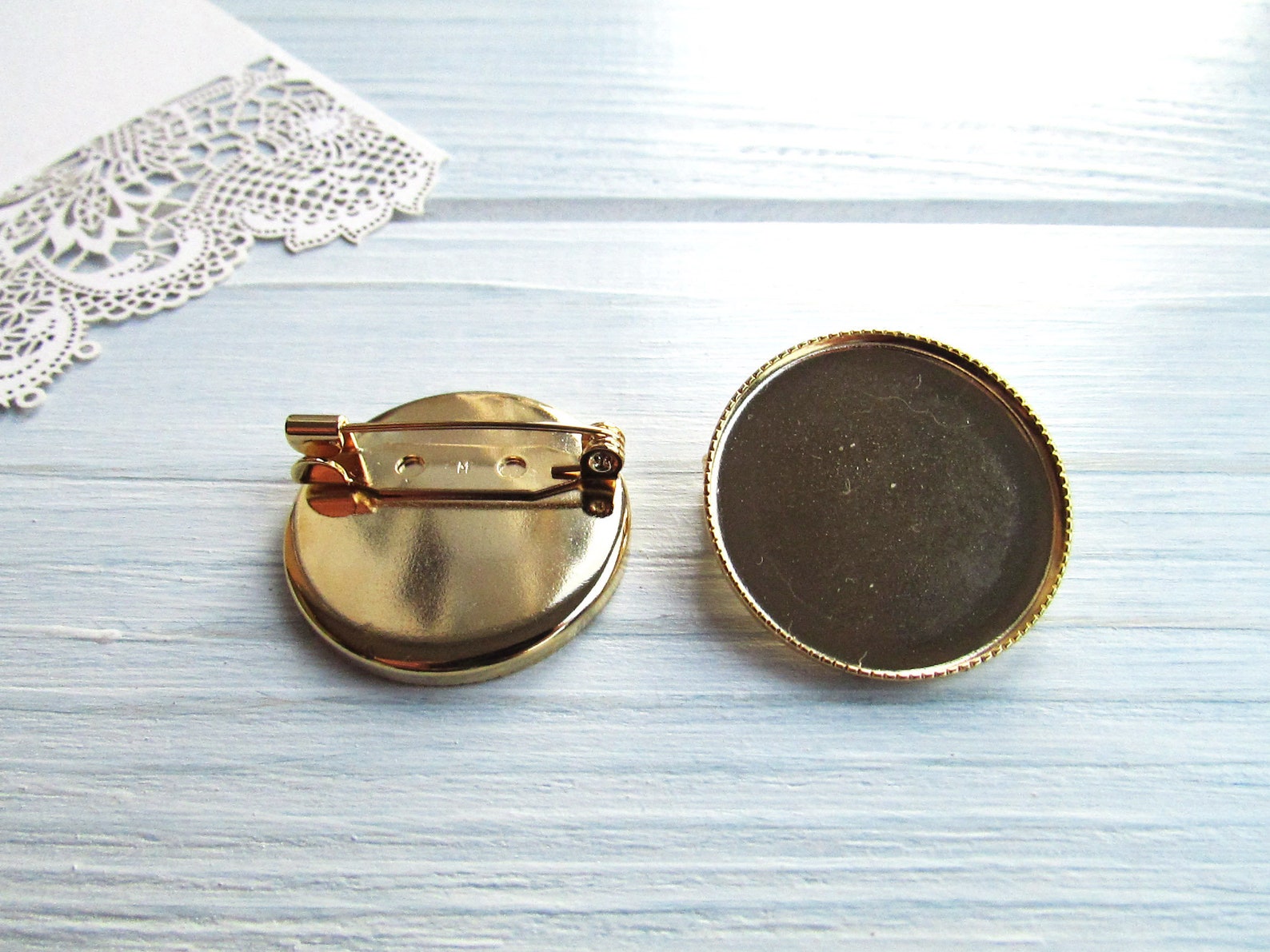 1 Pcs Brass 25 Mm Gold Brooch Pin Backs Brooch Base Round Etsy