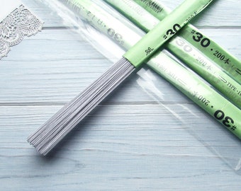 Japanischer weißer Floristikdraht 30 Gauge (D 0,31mm), 100/200 Stück Blumendraht