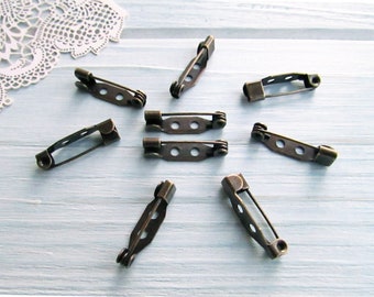 20 Pcs Antique Gold 20mm Brooch Pins: Japanese Metal Pin Backs