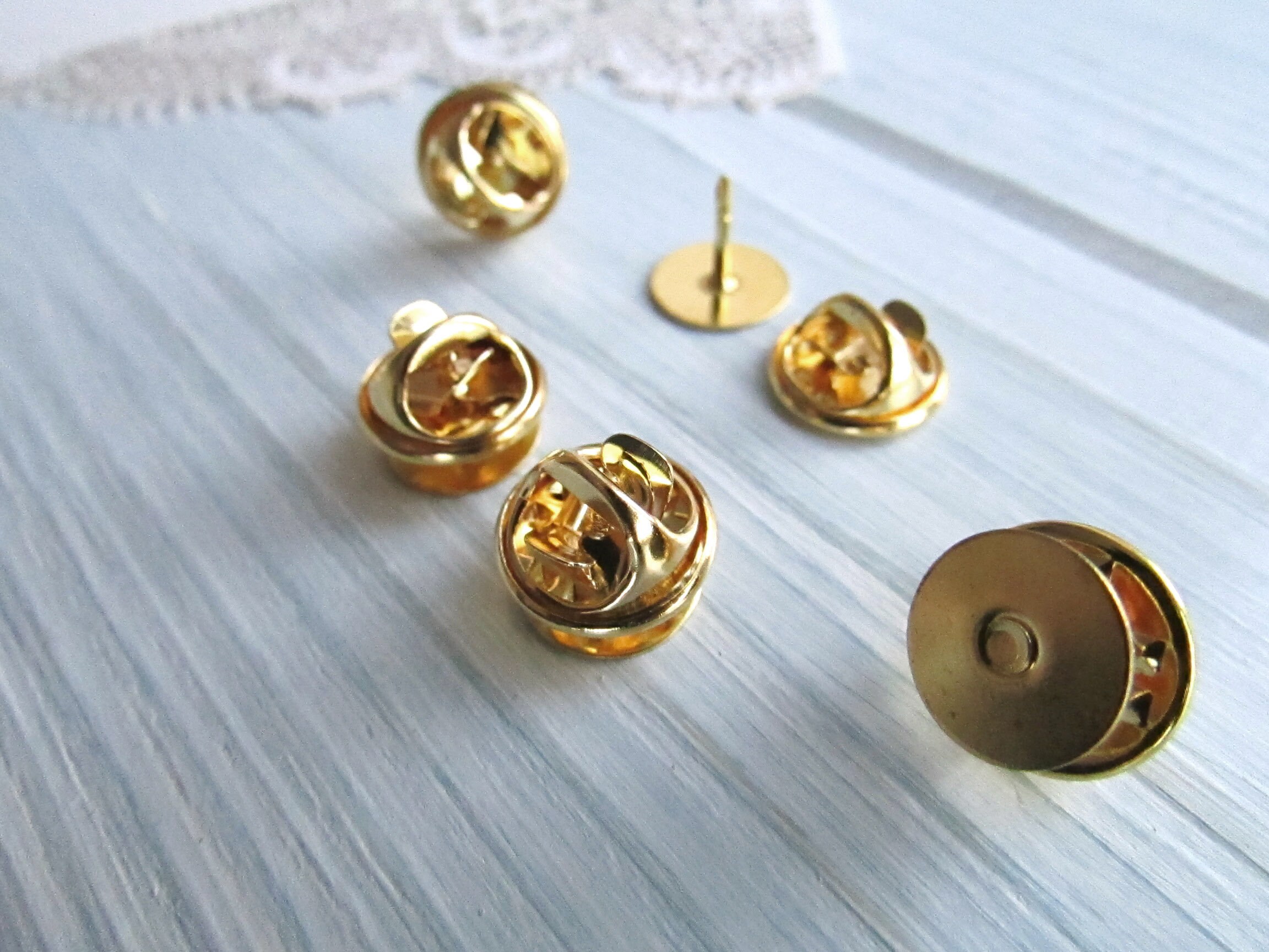 10 Pcs Brass Tie Tacks Blank Pins With Clutch Back 115 Mm Etsy