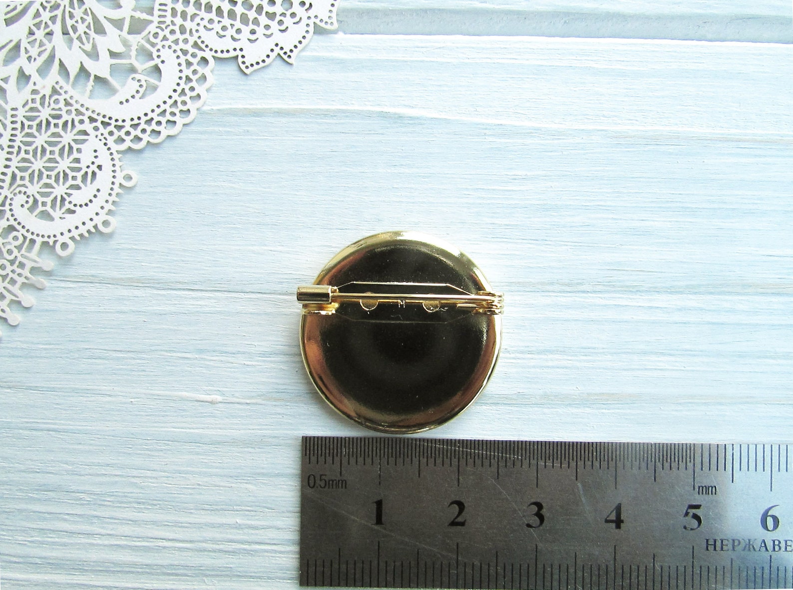 1 Pcs Brass 25 Mm Gold Brooch Pin Backs Brooch Base Round Etsy