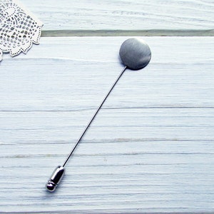 Silver Boutonniere Pin: 77mm Brooch Stick Pin with 15mm Base