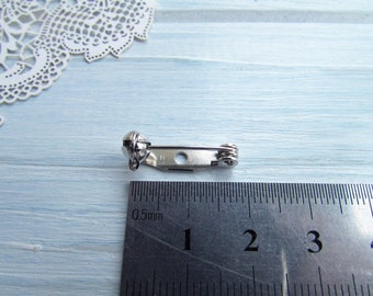 20 Pcs Brass 25 Mm Silver Metal Brooch Pin 0,98 Inch Made in