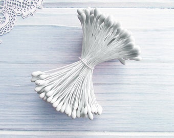 Japanische weiße Blume Staubgefäße: Großer Doppel-Pep für die Blumenherstellung (144 Stiele)