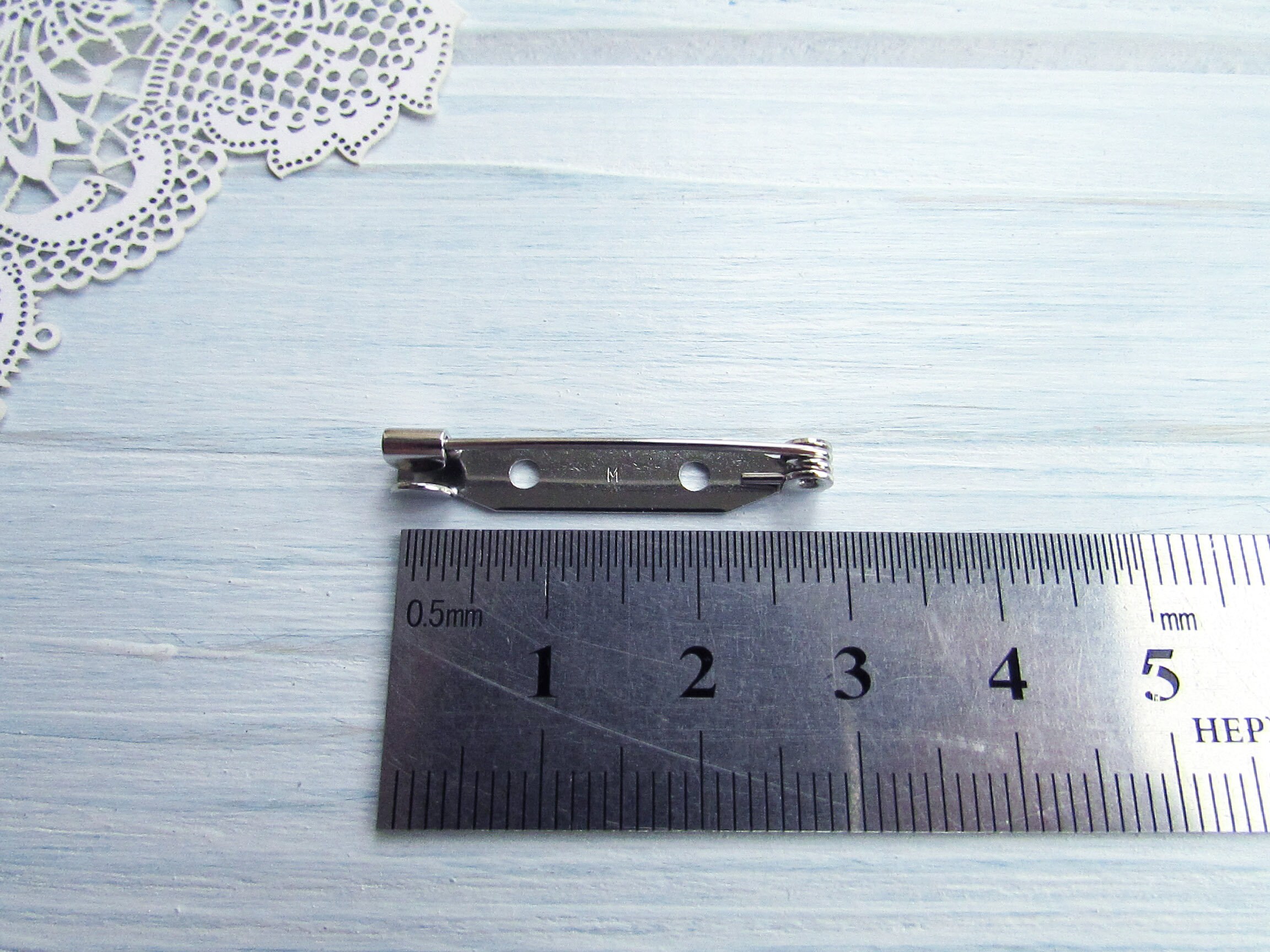 20 Pcs Brass 30 Mm Silver Metal Brooch Pin 118 Inch Made in Etsy