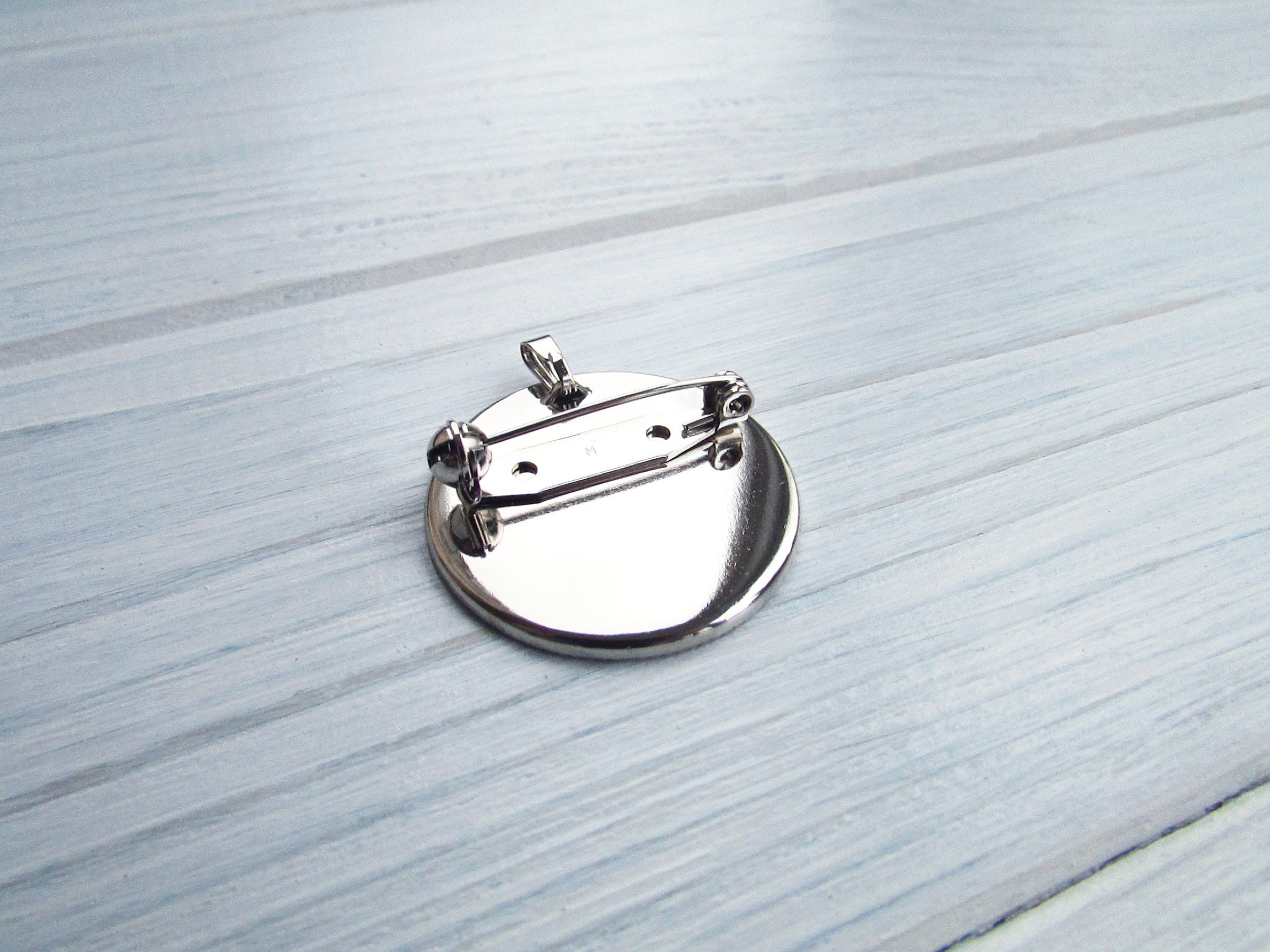 1 Pcs 30 Mm Silver Brooch Pin Backs Brooch Base Round Blank Etsy