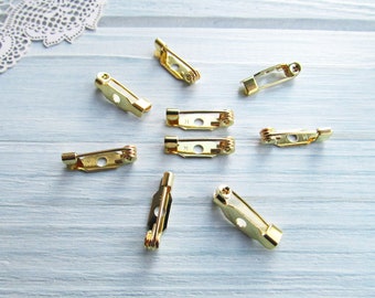 20 Stück goldfarbene Metall 15 mm Brosche Pins: japanische Brosche Zubehör